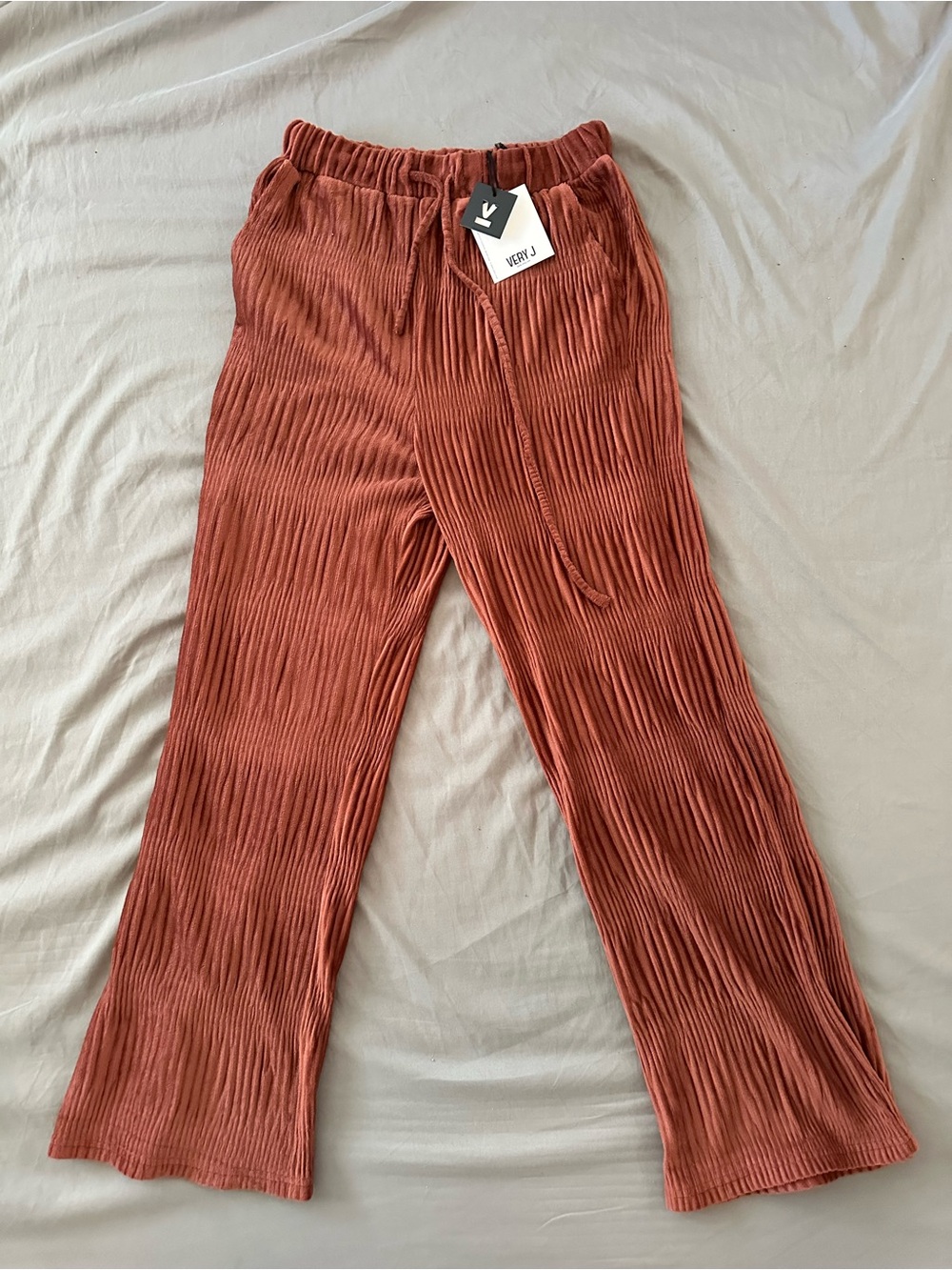Very J Rust Ribbed Soft Pants